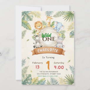 Convite Aniversário de 1 ano do Safari Wild One