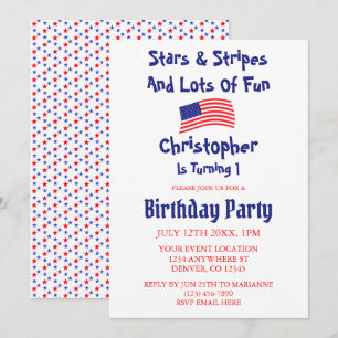Convite Aniversário de 1 ano do Stars & Stripes