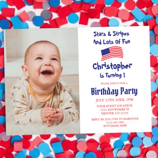 Convite Aniversário de 1 ano do Stars & Stripes (Criador carregado)