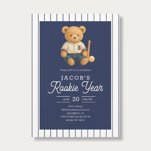 Convite Aniversário de 1 ano do Ursinho de Basebol Novato