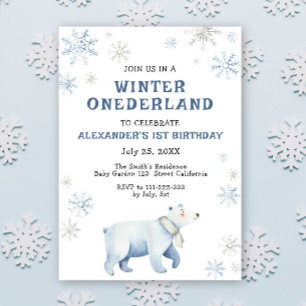 Convite Aniversário de 1 ano do Urso Polar Onederland de I