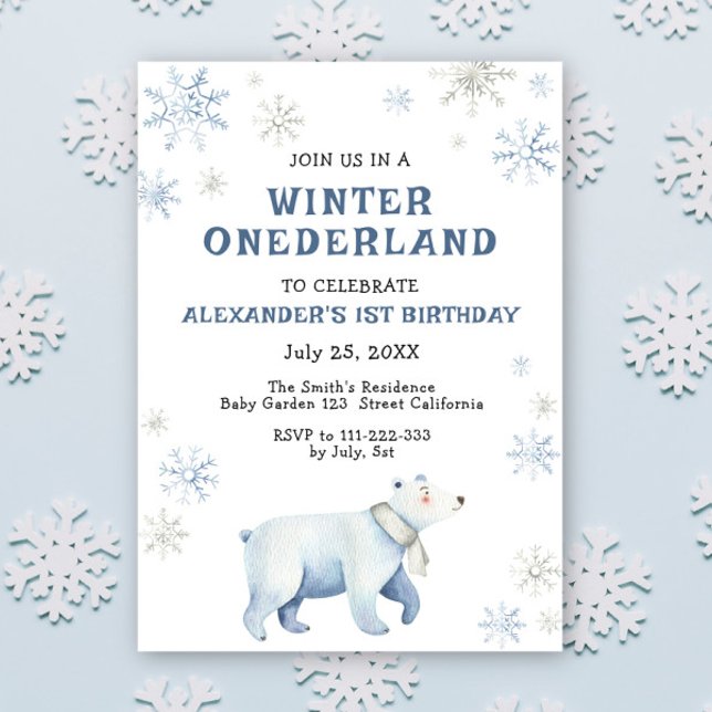 Convite Aniversário de 1 ano do Urso Polar Onederland de I (Criador carregado)