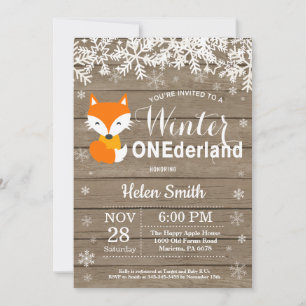 Convite Aniversário de 1 ano do Winter Onederland Rustic F