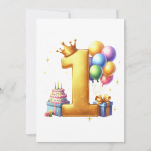 Convite Aniversário de 1 ano Dourado