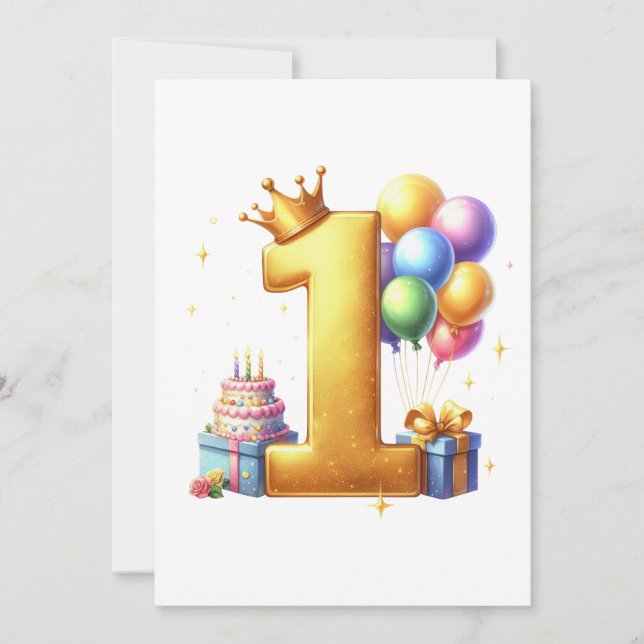 Convite Aniversário de 1 ano Dourado (Frente)