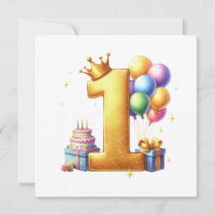Convite Aniversário de 1 ano Dourado