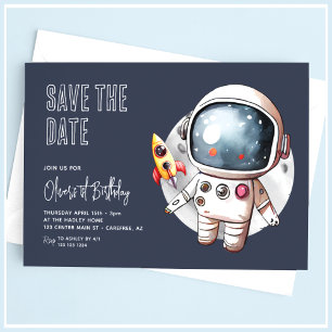 Convite Aniversário de 1 ano Espaço Exterior Salve a Data