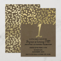 Aniversário de 1 ano Folha Dourada Moderno Chic Rú