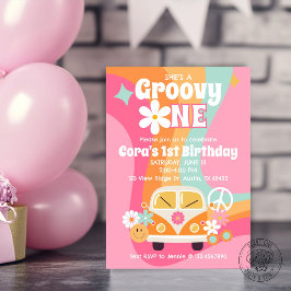Convite Aniversário de 1 ano Groovy One