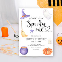 Aniversário de 1 ano Halloween Assustador Aquarela