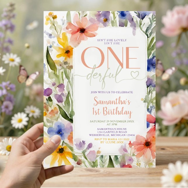Convite Aniversário de 1 ano Isn't She Onederful com Flore (Criador carregado)