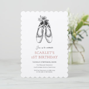 Convite Aniversário de 1 ano Menina Preto e Branco