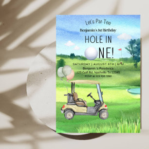 Convite Aniversário de 1 ano - Menino de Golfe Primeiro An