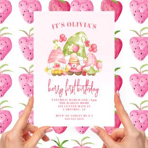 Convite Aniversário de 1 ano Morango Berry Primeiro