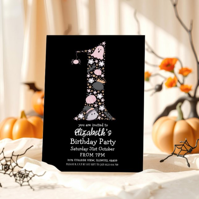 Convite Aniversário de 1 ano no Halloween | Primeiro Anive (Criador carregado)