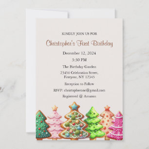 Convite Aniversário de 1 ano no Natal, Primeiro Aniversári