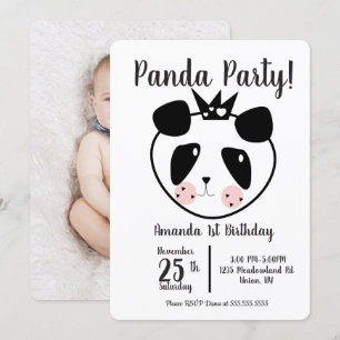 Convite Aniversário de 1 ano Panda Fofo Moderno