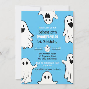 Convite Aniversário de 1 ano Spooktacular Fantasma Bonito