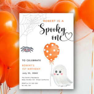 Convite Aniversário de 1 ano Watercolor Spooky One