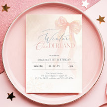 Aniversário de 1 ano Winter Onederland Rosa Aquare