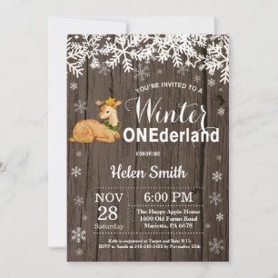 Convite Aniversário de 1 ano Winter Onederland Rústico Cer