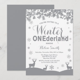 Convite Aniversário de 1 Ano Winter Onederland Snowflake