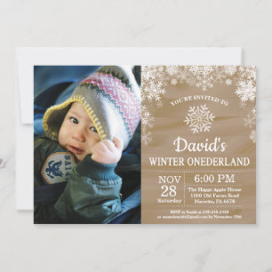 Convite Aniversário de 1 ano Winter Onederland Snowflake