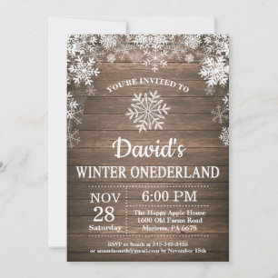 Convite Aniversário de 1 ano Winter Onederland Snowflake R