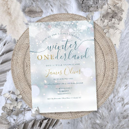 Convite Aniversário de 1 ano Winter Onederland Snowflakes