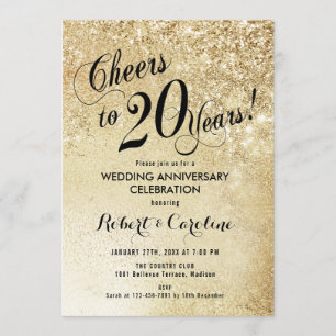 Convite Aniversário de 20 anos de Casamento Ouro