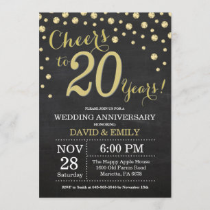 Convite Aniversário de 20 anos de Casamento Quadro Negro e