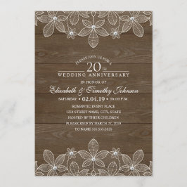Convite Aniversário de 20 anos de Casamento Rustic Madeira
