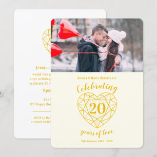 Convite Aniversário de 20 anos Diamante Dourado foto