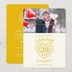 Convite Aniversário de 20 anos Diamante Dourado foto