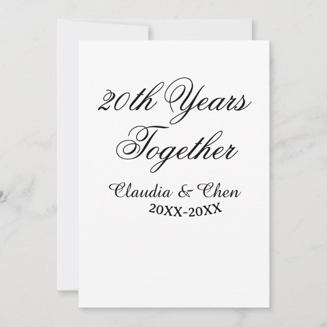 Convite aniversário de 20 anos juntos nome data ano sim (Frente)