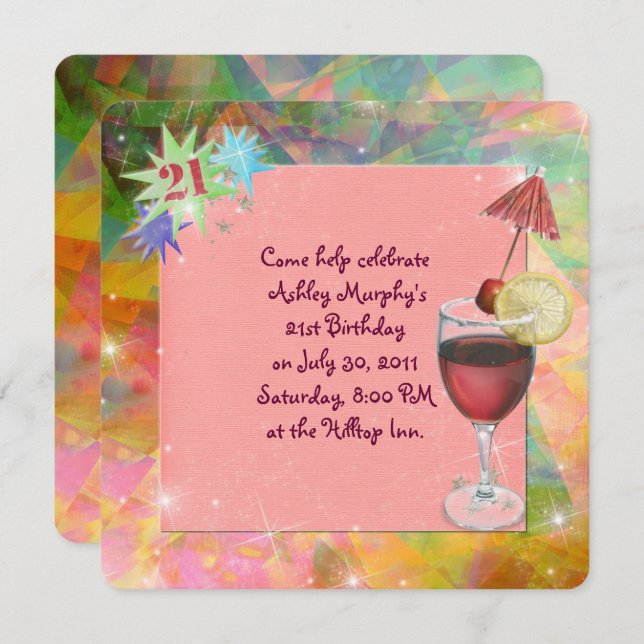 Convite aniversário de 21 anos (Frente/Verso)