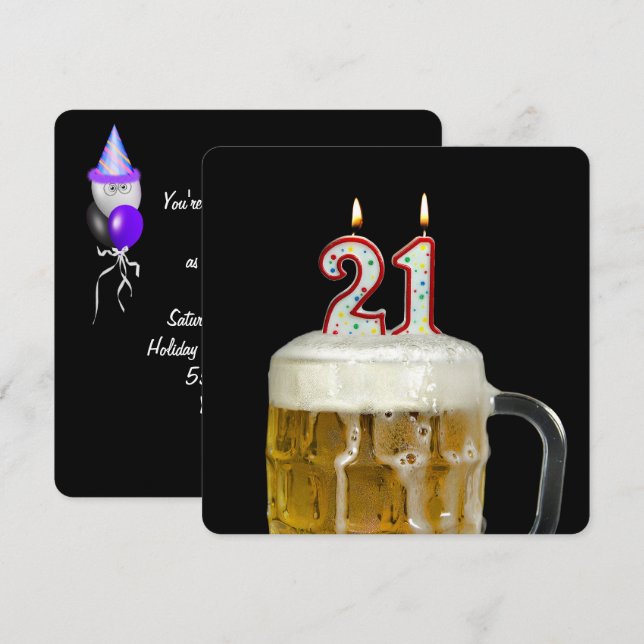 Convite aniversário de 21 anos (Frente/Verso)