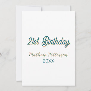 Convite aniversário de 21 anos azul laranja estiloso boho 