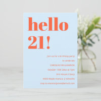Aniversário de 21 anos Azul Laranja Moderno Ousado