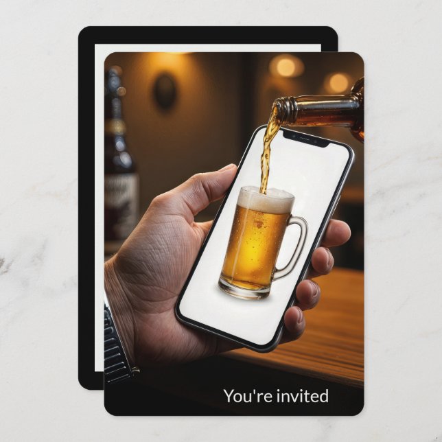 Convite aniversário de 21 anos Beer Mug em um Smartphone (Frente/Verso)