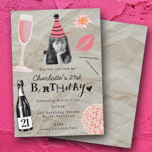 Convite Aniversário de 21 anos com foto personalizada femi