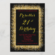 aniversário de 21 anos convite, preto, confetti, o