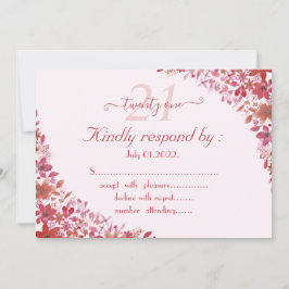 Convite Aniversário de 21 anos cor-de-rosa