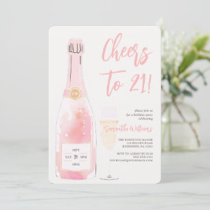 Convite Aniversário de 21 anos cor-de-rosa