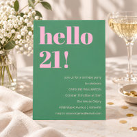 Aniversário de 21 anos cor-de-rosa verde moderno r