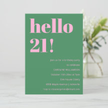 Aniversário de 21 anos cor-de-rosa verde moderno r