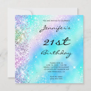 Convite Aniversário de 21 anos de Arco-Íris Iridescente