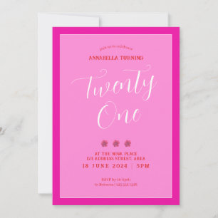 Convite Aniversário de 21 anos de cor rosa moderna