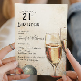 Convite Aniversário de 21 anos de dois óculos de campanha