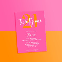 Aniversário de 21 anos de Elegante Laranja Moderno